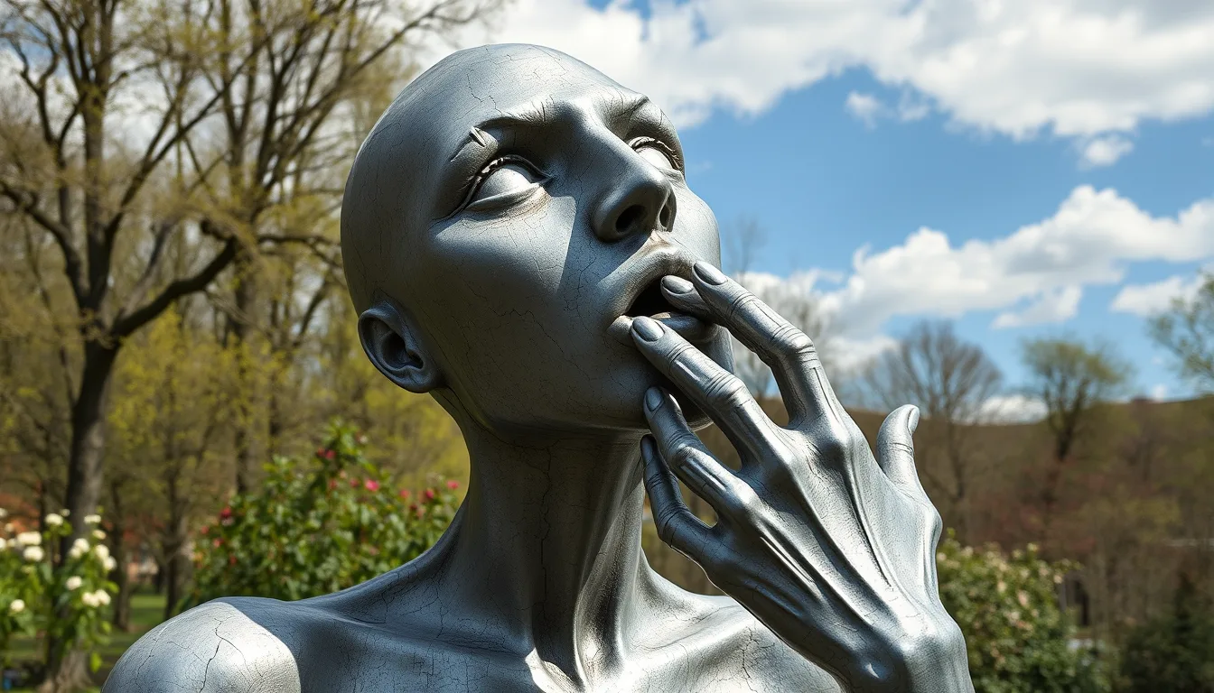 Sculpture for: My hands move my lips / To breathe the sound / "I hate you"